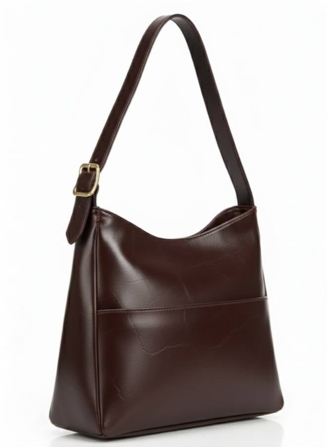 Stylish Brown Shoulder Bag for Women – Classic Elegant Handbag Perfect for University & Work – Fashion Statement Accent - Image 1